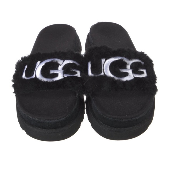 UGG Laton Black Fur Slides - Picture 3 of 6
